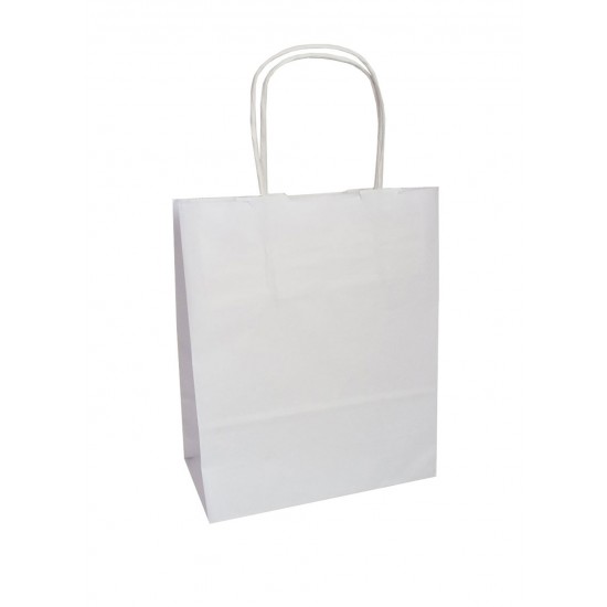 Τσάντα - σακούλα χάρτινη άσπρη  25x12x30 εκ.- στριφτή λαβή