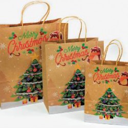 Τσάντα χάρτινη Χριστουγέννων σχέδιο έλατο 15x8x21 εκ.