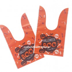 Τσάντα πλαστική δώρου Halloween  με αυτάκια 50τμχ 22x13.5cm