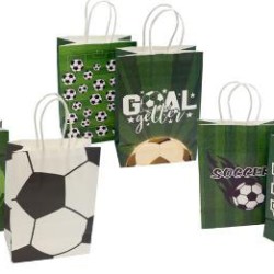 Τσάντα -σακούλα χάρτινη 15x8x21cm ποδόσφαιρο -12τμχ