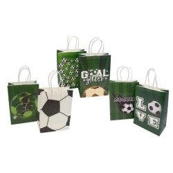 Τσάντα -σακούλα χάρτινη 15x8x21cm ποδόσφαιρο -12τμχ