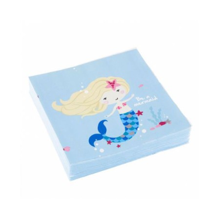 Xαρτοπετσέτα party 33x33cm- Γοργόνα 20τμχ