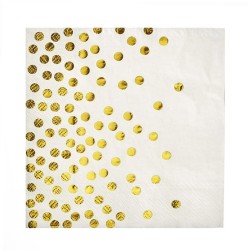 Χαρτοπετσέτα Party 33x33 cm - Πουά  χρυσό 20τμχ