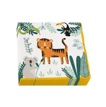 Χαρτοπετσέτα Party 33x33 cm - Σχέδιο Ζώα Ζούγκλας 16τμχ