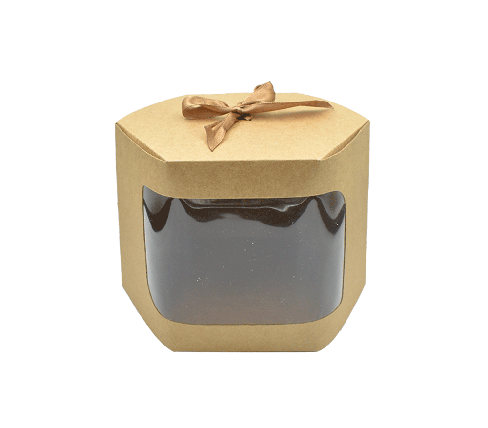 Κουτί χάρτινο με παράθυρο κραφτ (kraft) 14x14x13cm