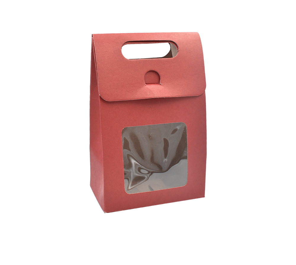 Κουτί χάρτινο κόκκινο με παράθυρο 10x6x15,5cm